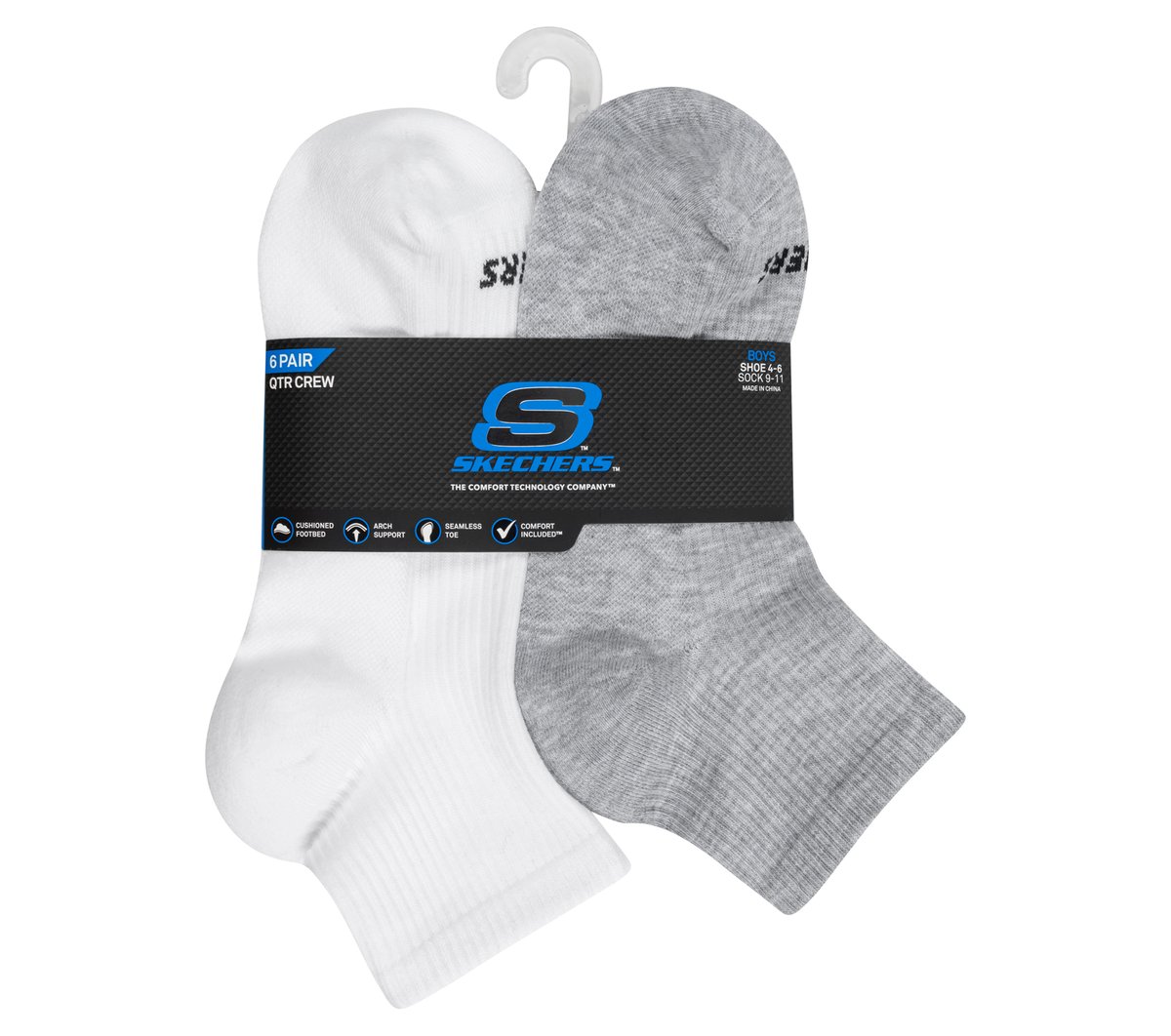 Skechers 6 Pack Quarter Crew Socks